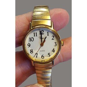 Timex Gold-Tone Quartz Womens Watch With Stretch Band X10 V